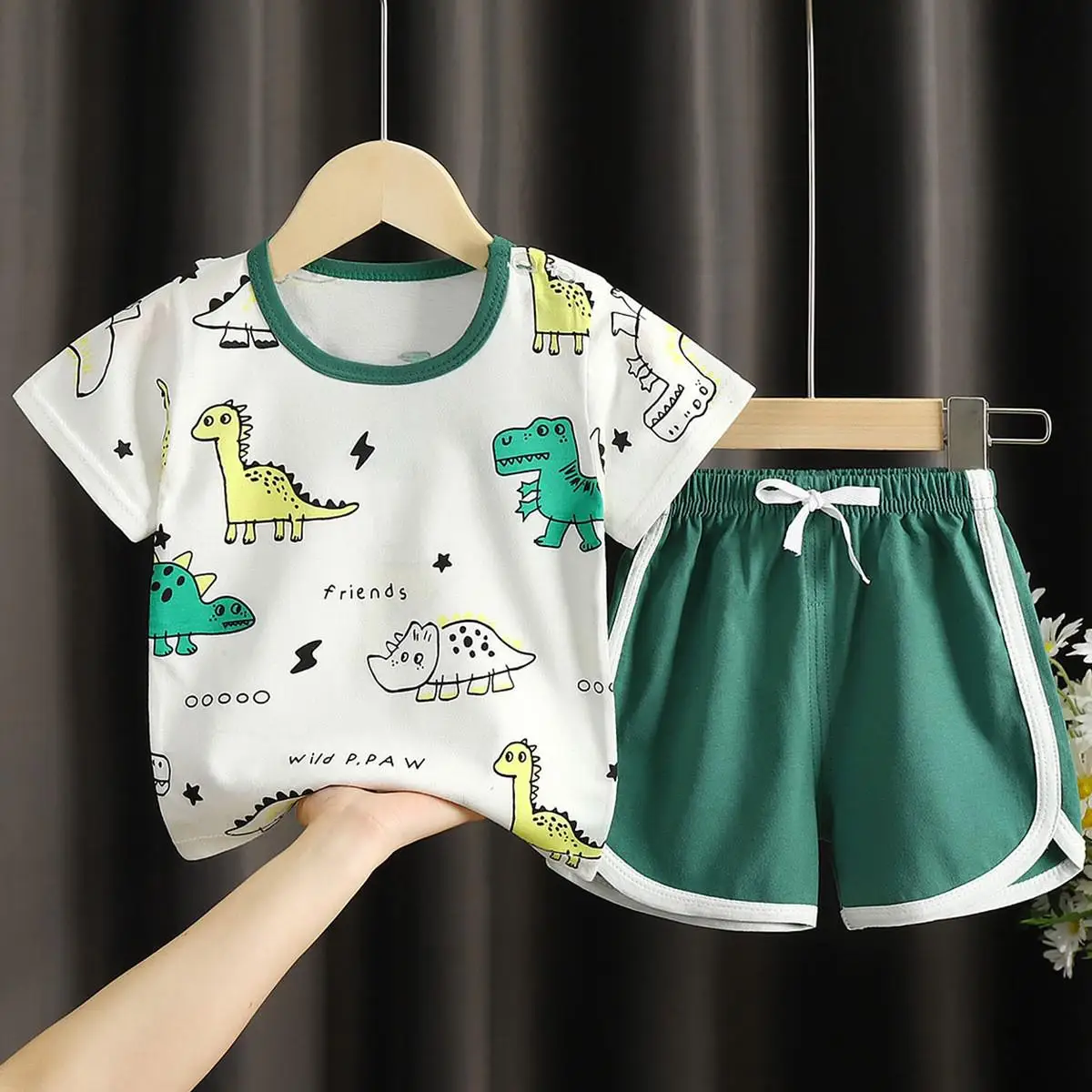 2 3 4 5 Years Children Cartoon T Shirts Shorts Summer Fashion Kids Set Baby Girl Clothing Boys 2pcs 2021 Girls Short Sleeve Suit children's clothing sets high quality Clothing Sets