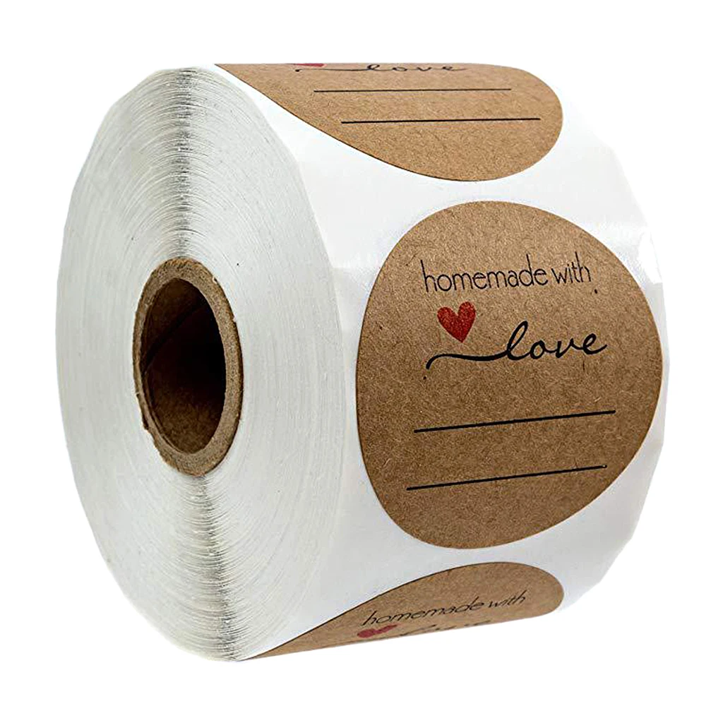 500x Homemade Love Stickers Roll Adhesive Label Stickers Decorative Sealing Stickers for Christmas Wedding Parties Gifts Packing