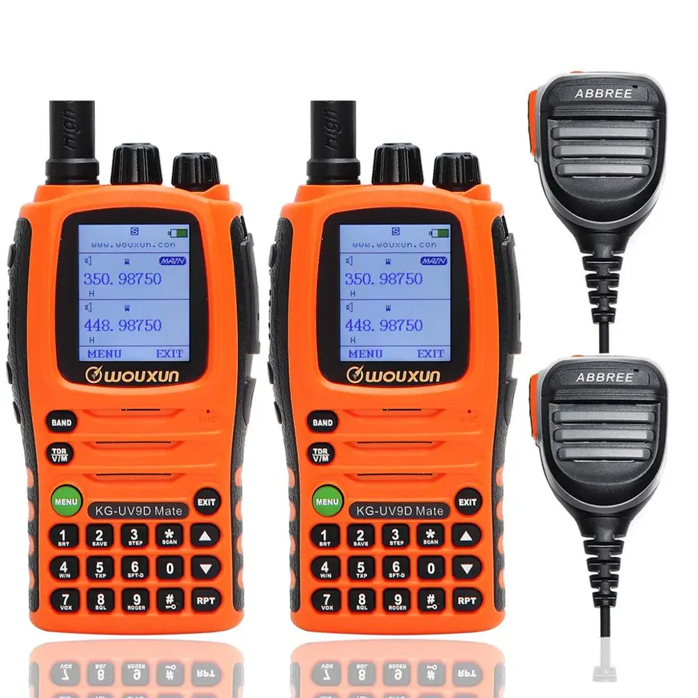 add 2 speaker 2 шт. Wouxun KG-UV9D mate 10 Вт 3200 мАч 7 полос AirBand Cross band ретранслятор портативная рация обновление KG-UV9D Plus Ham A mate ur радио - Цвет: add 2 speaker
