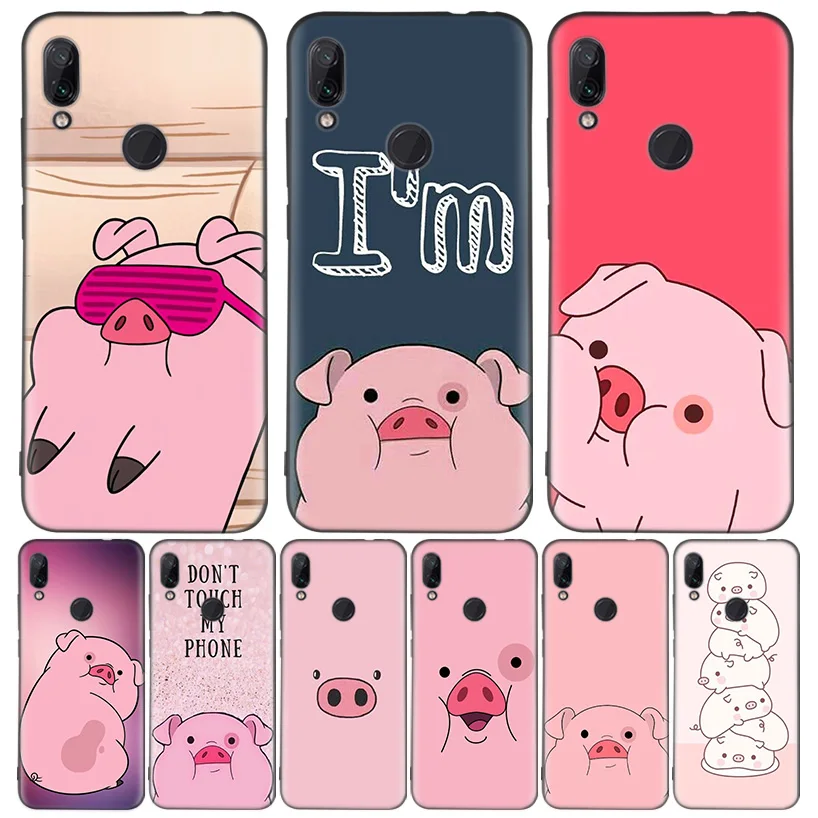 Милый розовый Kawai Pig черный чехол для телефона Xiaomi Redmi Note 8T 10 9S 8 7 8A 7A 6A Mi 9 CC9 K20 Pro Lite