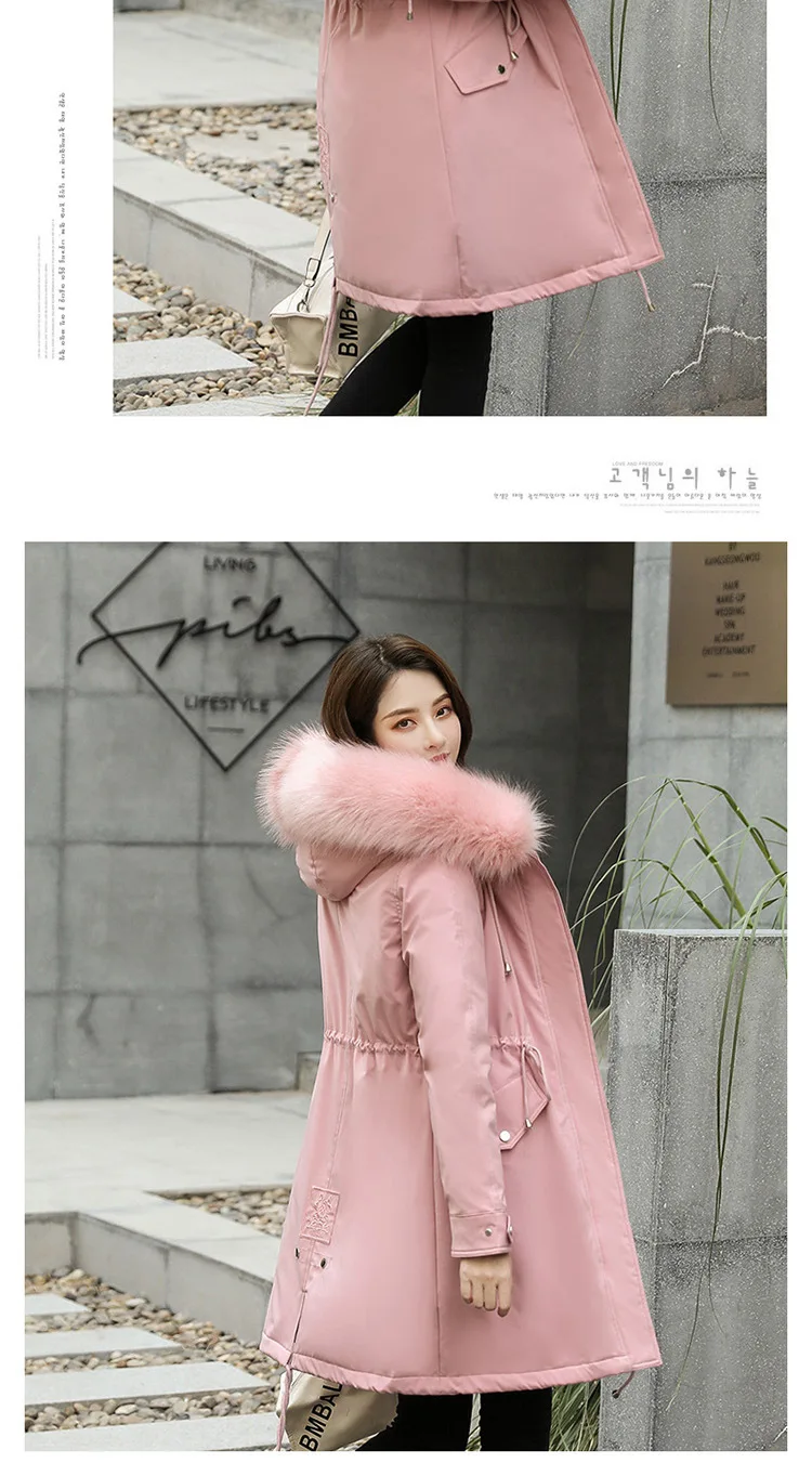 Новая Стильная парка на осень и зиму, длинная пуховая куртка выше колена в Корейском стиле, хлопковая плотная свободная теплая хлопковая стеганая одежда для женщин