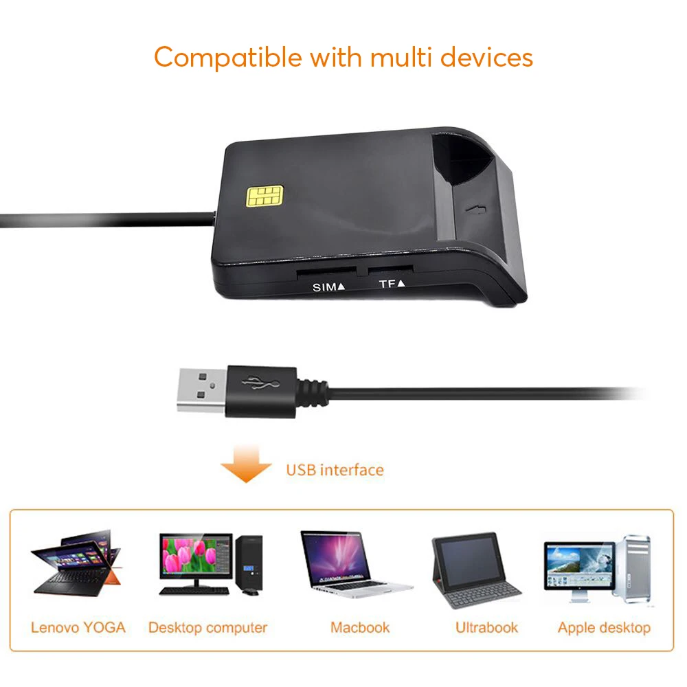 Uthai X02 Usb Sim Leitor de Cartão Inteligente para o Cartão de Banco ic id Emv sd tf Mmc Cardreaders Usb-ccid Iso 7816 para o Windows 10 Linux os - Imagem 3