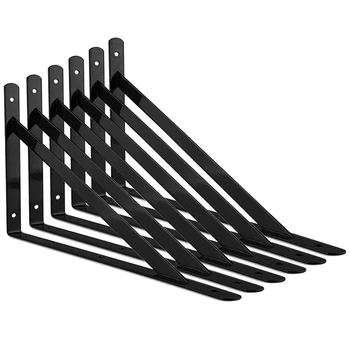 

Heavy Duty Shelf Bracket, Inch Shelf L Brackets 90 Degree Shelf Support Corner Brace Joint Right Angle Brackets 6-Pack, Black 20