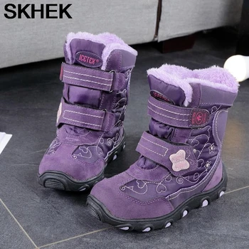 

SKHEK Girls Winter Autumn PU Leather Snow Boots Kids Mid-Calf Ankle Boots Martin Boots for Kids Toddler Children Outdoor Boots