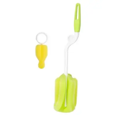 green 2pcs Щетка для бутылок, Пищевая силиконовая чашка, чистящие инструменты для мытья молочной бутылки, узкая ваза для шеи, щетка с длинной ручкой без ручки - Цвет: green 2pcs