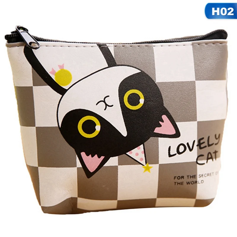 H02 1 шт. мини милое портмоне «кошка» для женщин и девочек с рисунком кота из искусственной кожи, модный кошелек для помады, портативный кошелек для денег, сумка с карманом - Цвет: H02
