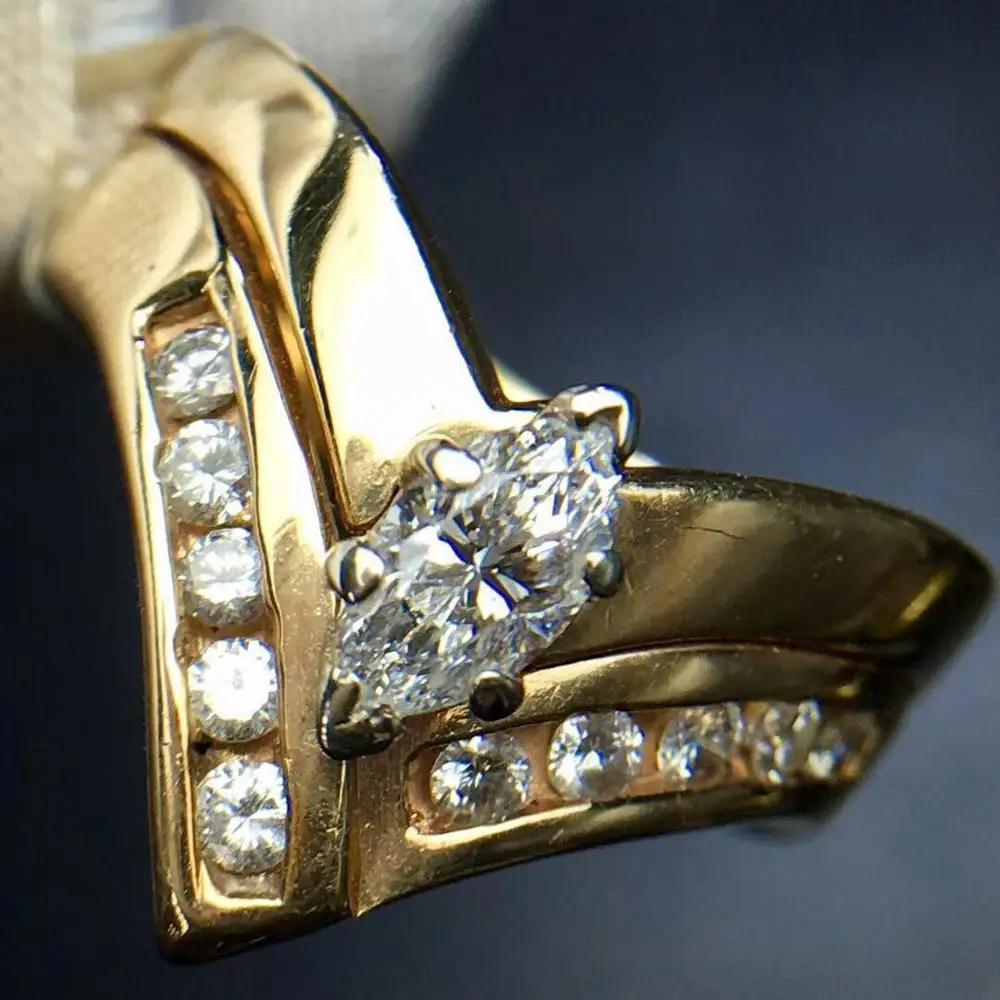 Бриллиантовое кольцо 0.65ct чистое 14 K украшения из настоящего золота натуральные белые бриллианты ювелирные изделия женские свадебные мужские обручальные кольца