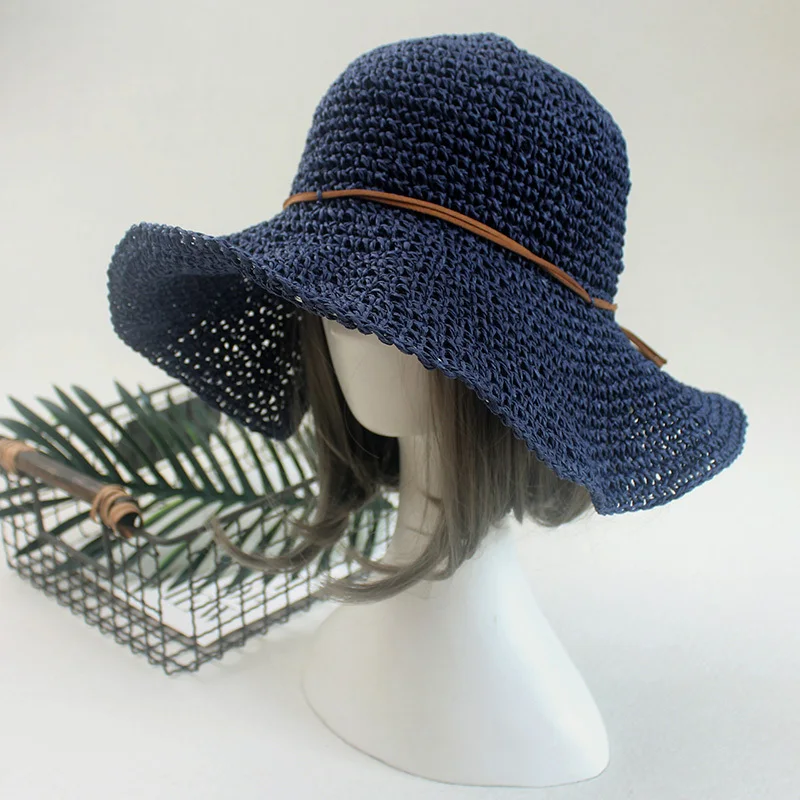 Ladies Sun Hat Bowknot Raffia Straw Hat Foldable Summer Wide Brim Beach foldable sunhat sun hats straw hats sun protection hat