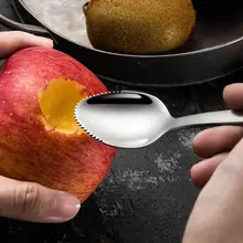 Нержавеющая сталь пилообразные ложки грейпфрут яблоко ложка-скребок фруктовое пюре длинная ручка многофункциональный инструмент для приготовления детского питания