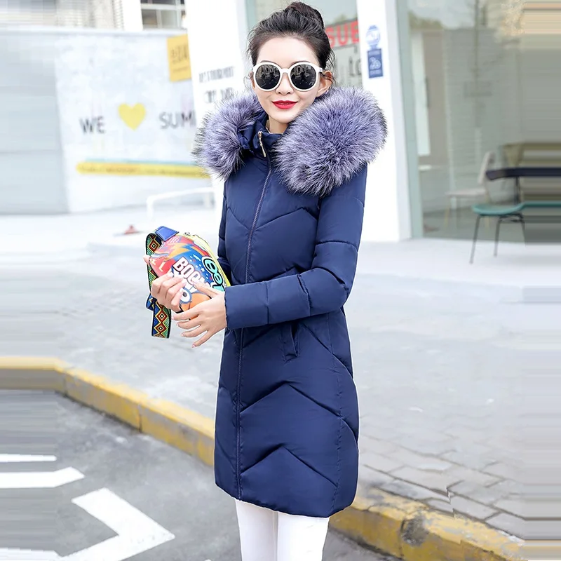 Зимняя женская куртка с капюшоном, большие размеры S-6XL, зимнее пальто, женская куртка, теплая длинная парка, женский пуховик, женская куртка - Цвет: Dark blue 4