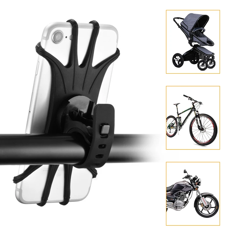

Universal Bike Motorcycle Mobile Phone Stand Holder Silicone Non-slip Buckle Pull Phone Handlebar Bicycle GPS Mount Bracket