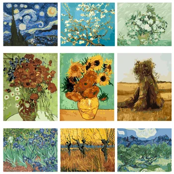 

YIJIE DIY Painting By Numbers Vincent Van Gogh Canvas Oil Painting Paints By Number Kit Art Picture Home Living room Decoration