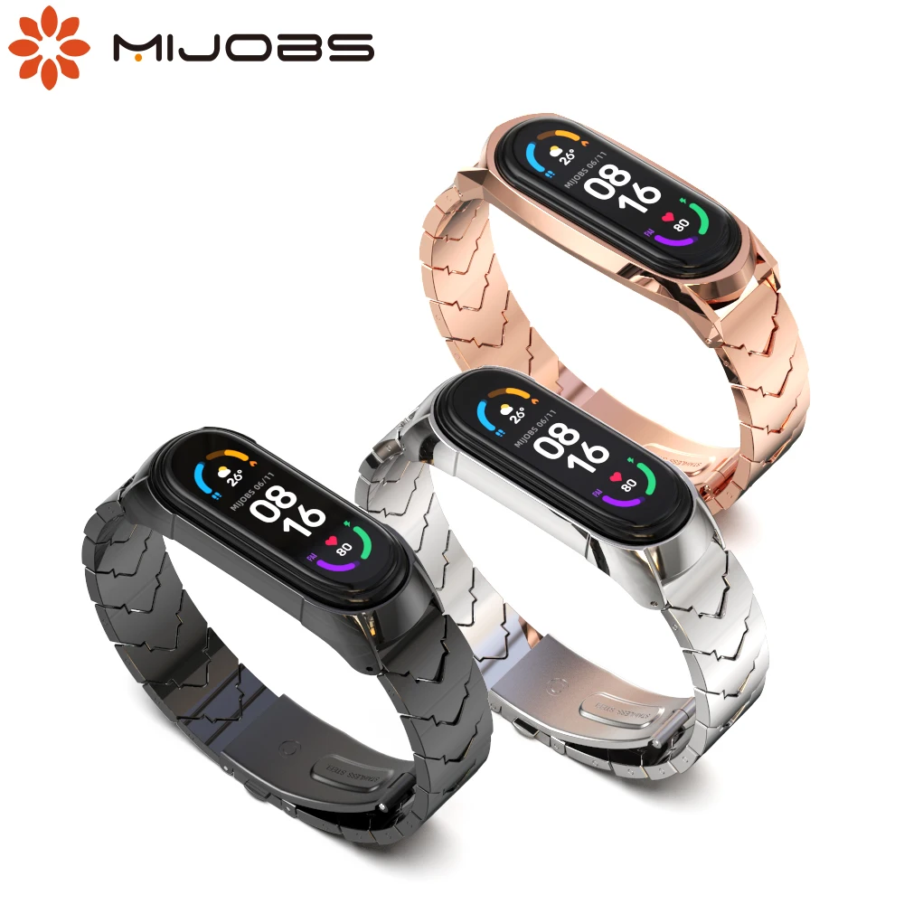 

Strap for Mi Band 6 5 4 3 Metal Wristband Bracelet Replacement Wrist Belt for Xiaomi Mi Band 5 Smart Watch Correa Miband 4