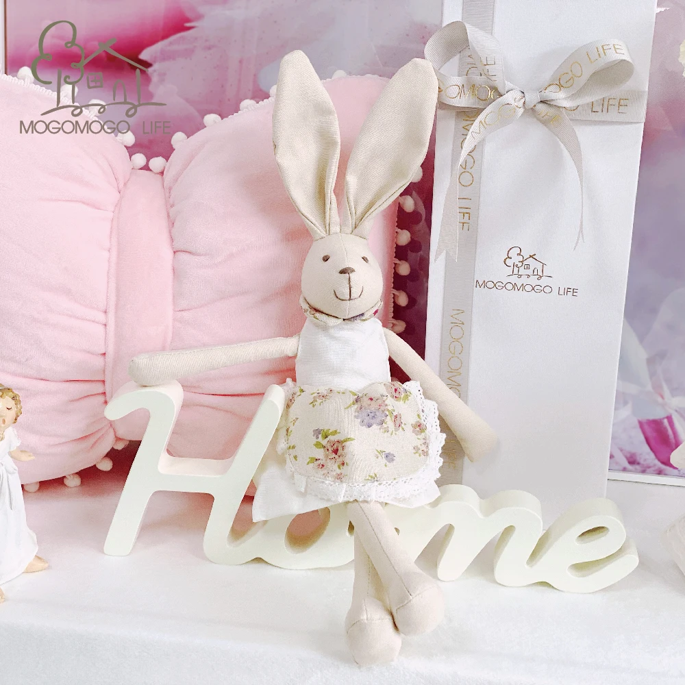 Luxury Cute Rabbit Girl Hand-made Plush Stuffed Toys with Clothes Baby Daytime Play Toys Kawii Cotton Bunny Cloth Doll 32cm factory high quality pe material soccer agility training flat top mark cone with hole 32cm marker cone