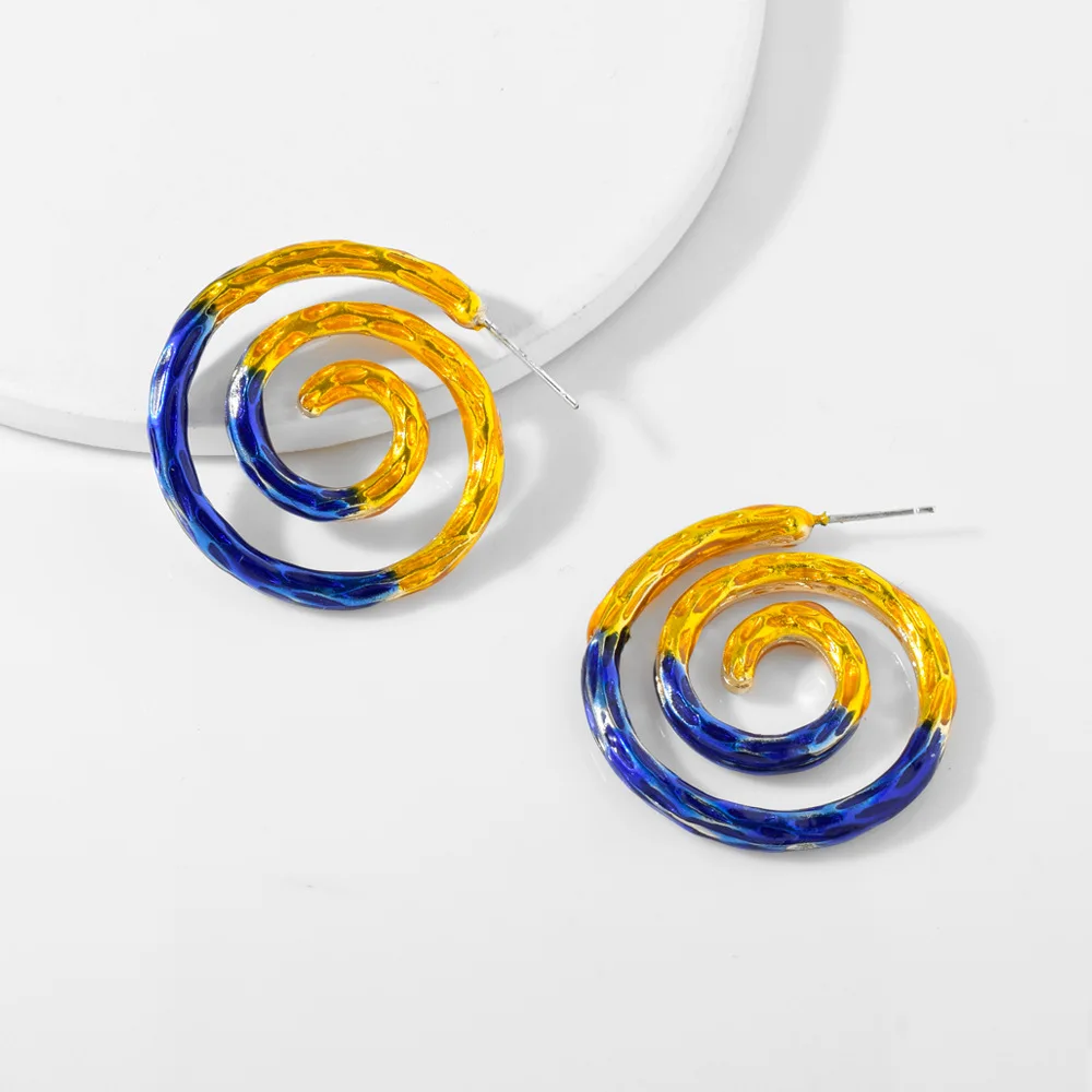 

New Design Spiral Round Hollow Dangle Earring for Women Boho Lollipop Sweet Metal Korean Earrings Statement Charm Jewelry 2019