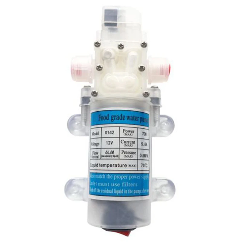 

Dc 12V 70W Food Grade Self-Priming Diaphragm Water Pump with Switch Diaphragm Water Pump 6L/Min Self-Priming Booster Pump