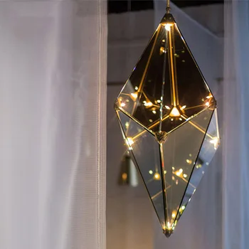 

Nordic Diamond Glass Pendant Lights Post-modern Bar Lamp Personality Hanging Lamps Living Room Dining Room Decor Light Fixtures