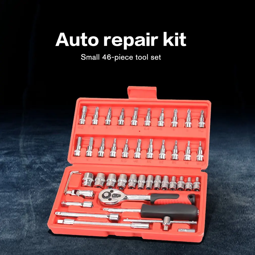 

46Pcs/Set Precision Car Repair Tool Socket Sleeve Ratchet Wrench Spanner Screwdriver Bits Kit Set for Automobile Repairing Tools