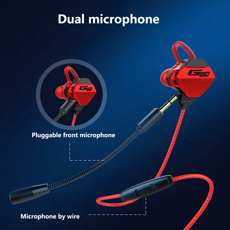 BGreen Gaming Earphones Dual 2 Microphone ESPORTS Game Headset Stereo Computer Mobile Phone Earphones With Microphone Handle