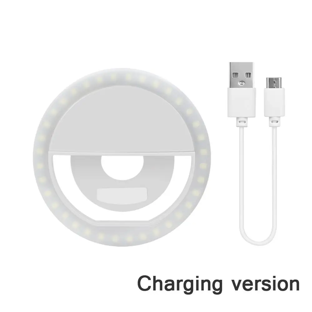 White USB Power Светодиодный кольцевой светильник для селфи с регулируемой яркостью для фотосъемки, для макияжа, портативная лампа для мобильного телефона, 36 светодиодный, светящееся кольцо с зажимом для iPhone - Испускаемый цвет: White USB Power