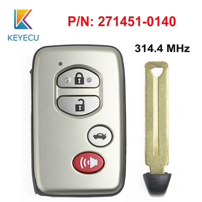 KEYECU умный дистанционный ключ с 4 кнопками 314 МГц для Toyota Avalon Carmy 2007 2008 2009 FCC ID: HYQ14AAB
