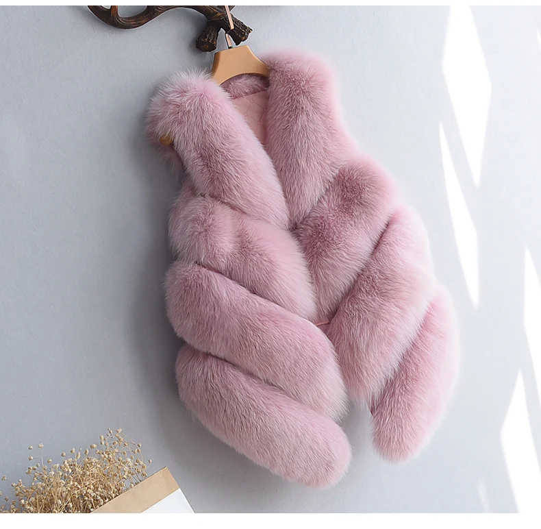 Меховое пальто Casaco Inverno, женское меховое пальто, зима, толстый меховой жилет из искусственного меха, без рукавов, имитация жилета для женщин размера плюс, XL730