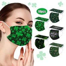 10pcs Adult's St. Patrick Masks Love Happy Valentine's Day Disposable Face Mask 3ply EarLoop Bandage Cosplay Mask Freeshipping