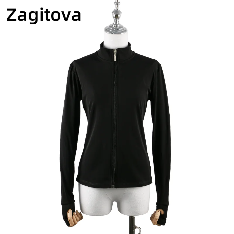 Figure Skating Training Outfit Custom Skating Jacket Children Adult Girls Performance Outfit Black Solid Color