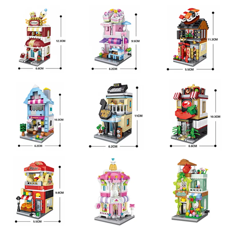 

Loz Street View China Street Fruit Shop Bookstore Flower Shop Toy Shop Pet Shop Diy Diamond Building Blocks Bricks Toys