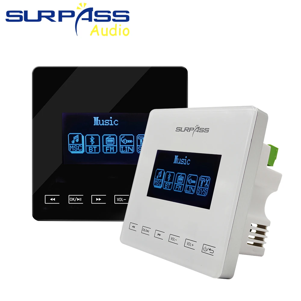 Bluetooth In Wall Amplifier Fm Mini Smart Home Audio System 2*15W Touchkey Background Music Player HiFi Stereo Sound Support TF