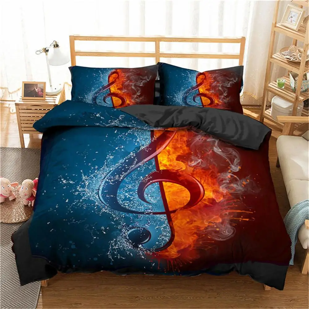 

Boniu 2/3pc Home Textiles 3d Music Note Printing Bedding Set Bedclothes Microfiber Comforter Bed Set Queen King Size
