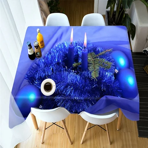 Синяя тема 3d Рождественская прямоугольная скатерть для стола печать стерео скатерть гобелен украшение стола крышка - Цвет: Color 1