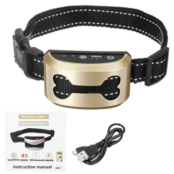 

Adjustment Pet Rechargeable Anti Bark Collar Control Train Stop Barking Waterproof Dog Ultrasonic Training Collars
