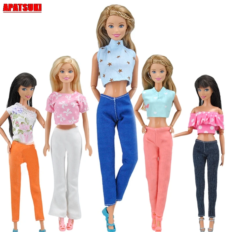de 5 piezas de blusa y pantalones largos para Barbie, ropa para casa de muñecas, para niños, juguete, 1:6|Muñecas| - AliExpress