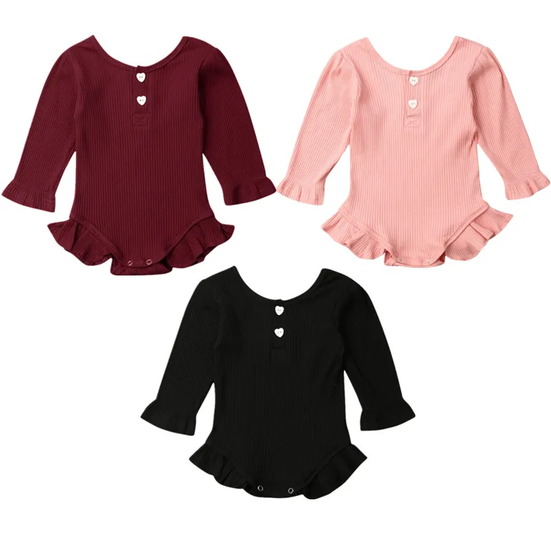 Детский трикотажный комбинезон с оборками и длинным рукавом | Мать ребенок