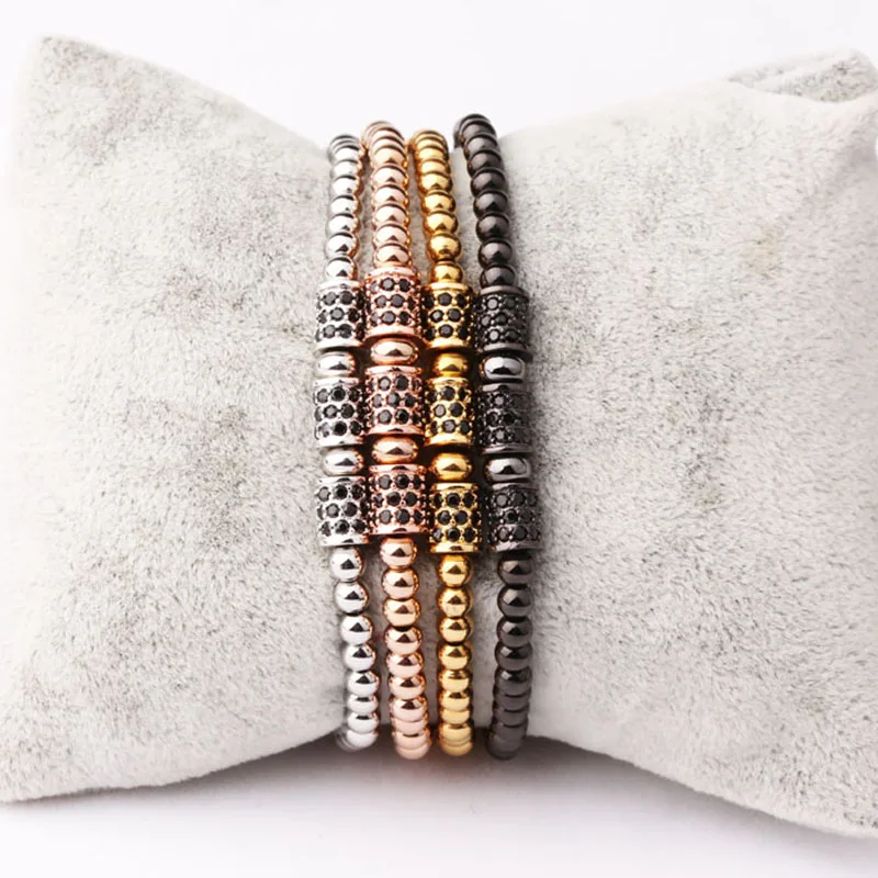 Fashion Jewelry CZ Tube Stainless Steel Beads Men Women Macrame Bracelet - Image 6