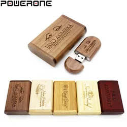 POWERONE – clé Usb 2.0 en bois, support à mémoire de 4gb 8gb 16gb 32gb 64gb, stockage gratuit de données avec Logo personnalisé, photographie, cadeau de mariage 