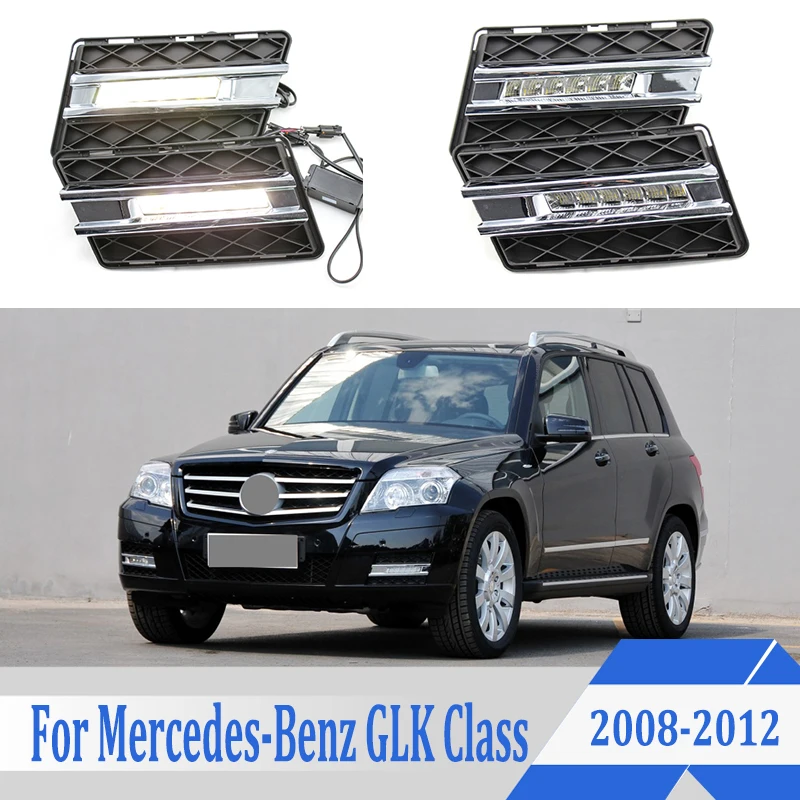2pcs For Benz GLK Class W204 GLK300 GLK350 GLK500 2008-2012 6000K White Light LED Daytime Driving Running Light DRL Car Fog Lamp