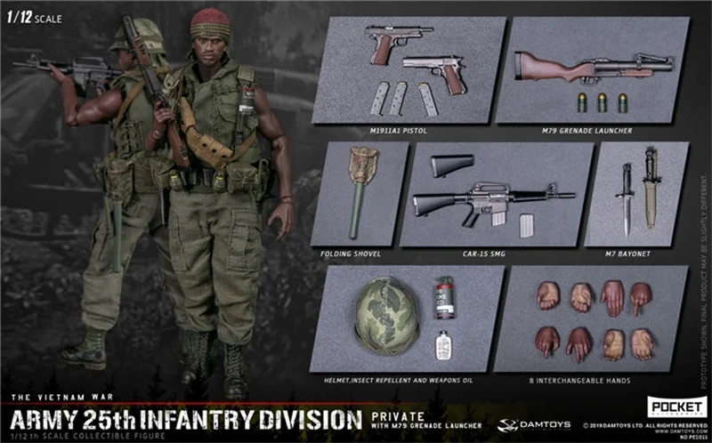

1/12 Scale DAMTOYS PES011 US Army 25th Infantry Division With M79 Figure For Fans Collection In Stock