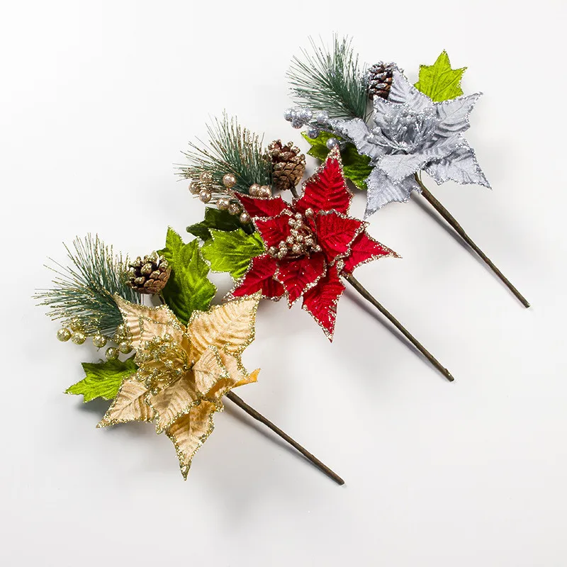 

Christmas Tree Decorations Christmas Simulated Pine Needle Pine Golden Pollen Flower Arrangement Simulated Accessories