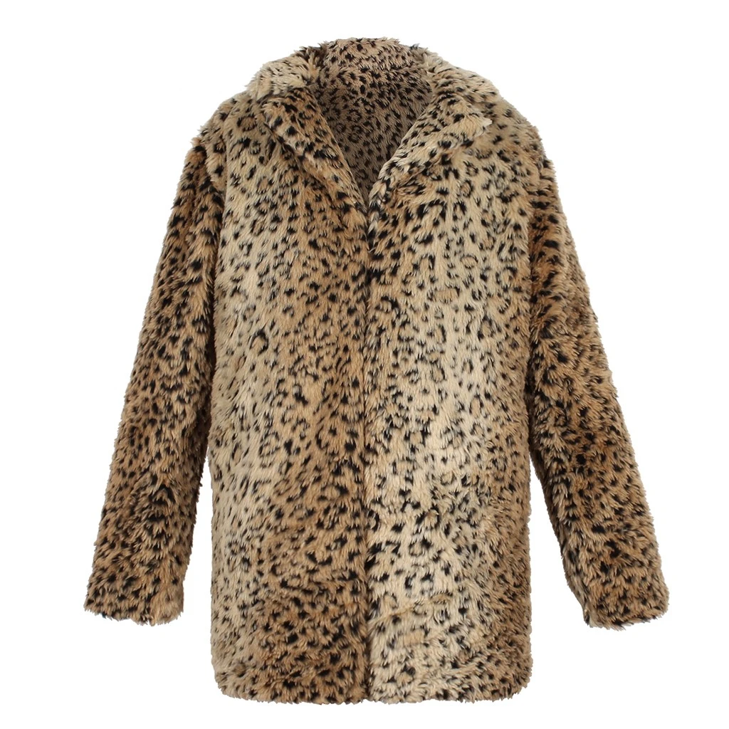 JAYCOSIN утепленная леопардовая Женская куртка средней длины из искусственного меха женская тонкая повседневная меховая куртка Женская Harajuku женская 906