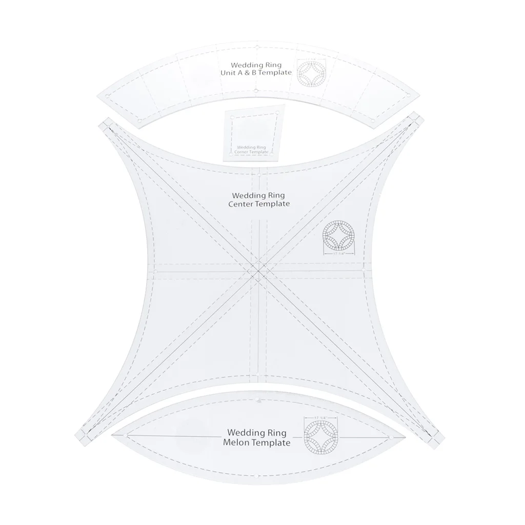 Multi-function Double Wedding Ring Template Sewing Patchwork Quilting Ruler