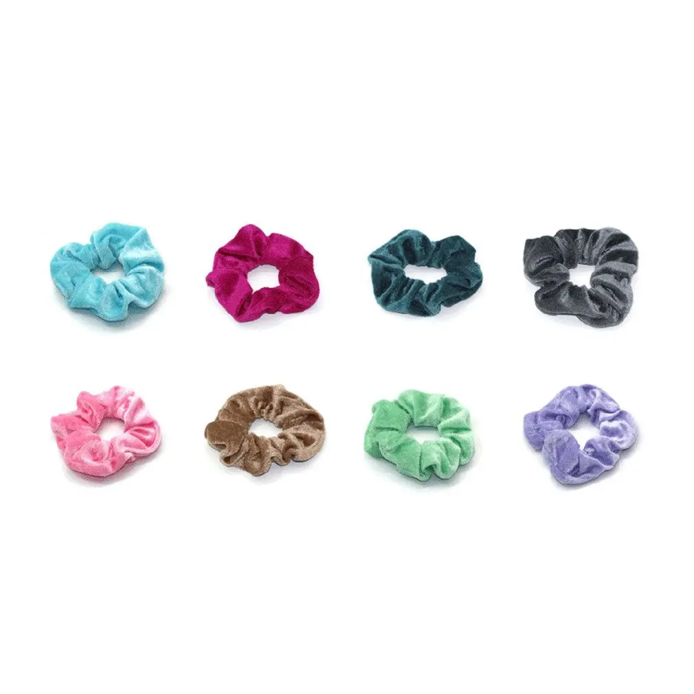 Colorful Velvet Hair Scrunchies Set Elastic Hair Bobbles Hair Accessories Ropes for Women Solid Color Hair 4