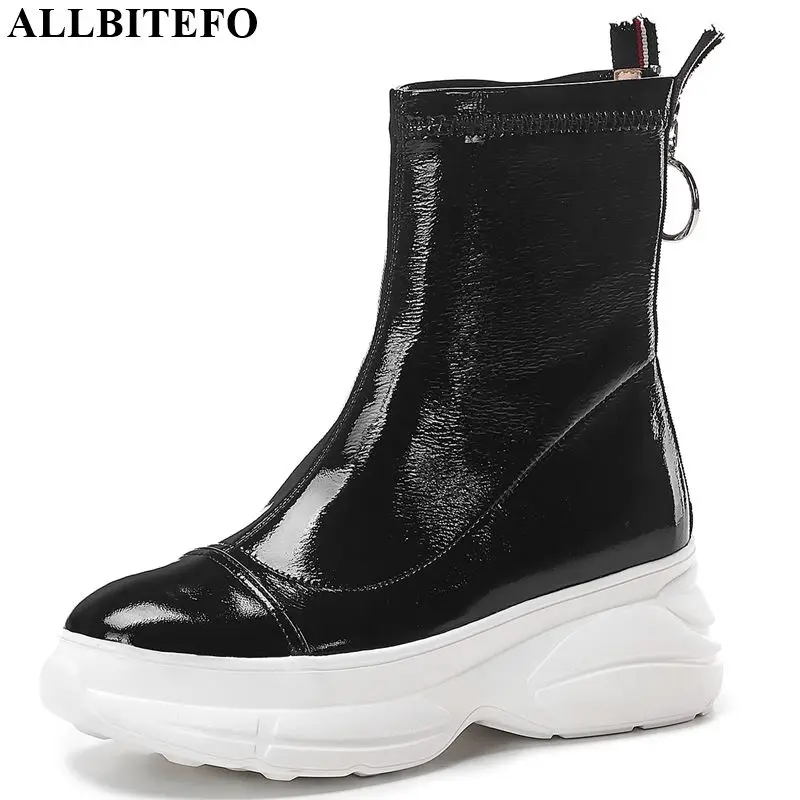 

ALLBITEFO High quality Elastic material women boots leisure Pure color ankle boots Autumn Winter comfortable fashion boots