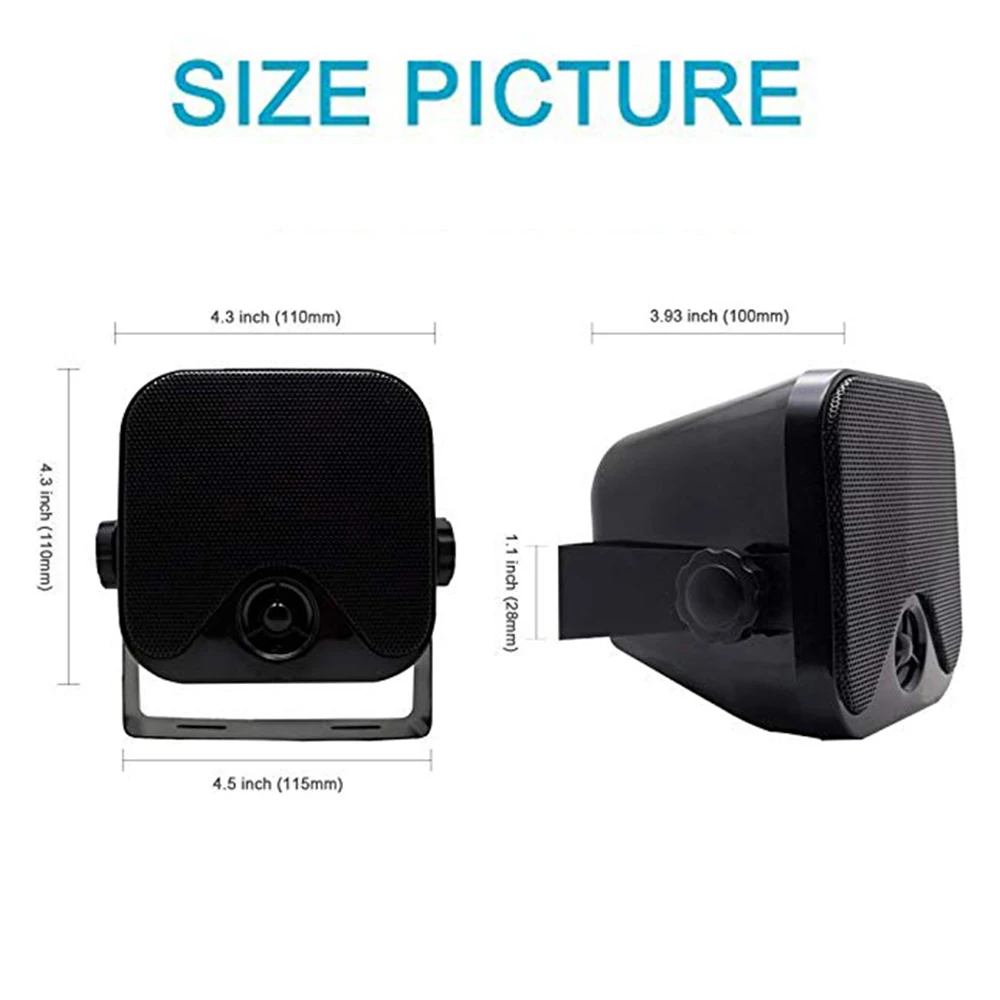 4Inch 2Pair Waterproof Marine Speaker Heavy Duty Surface Mount Outdoor Boat Speaker For ATV UTV Golf Cart Truck Yacht Motorcycle