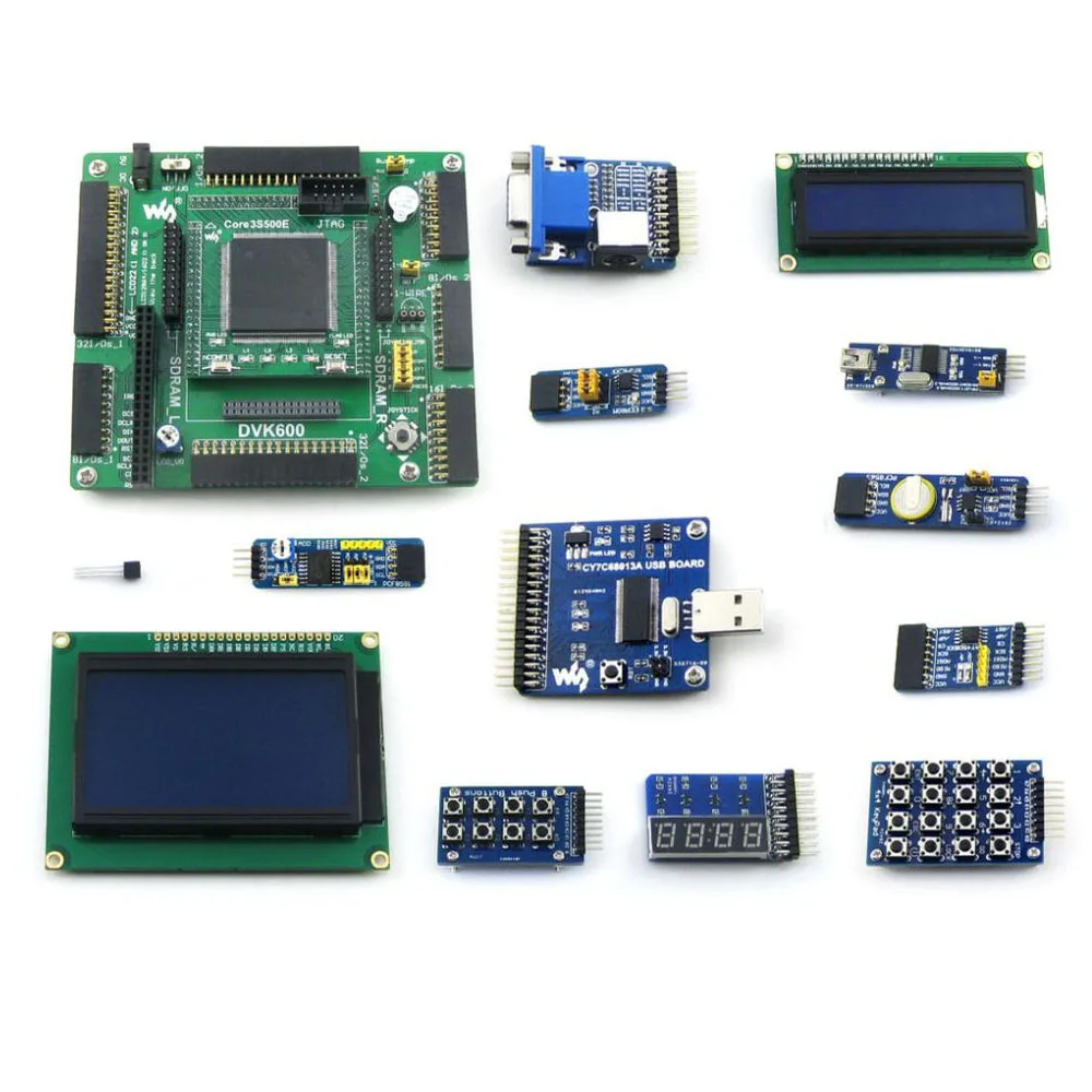 

ShenzhenMaker Waveshare XILINX XC3S500E Spartan-3E FPGA Board + LCD1602 + LCD12864 + 12 Module =Open3S500E Package B