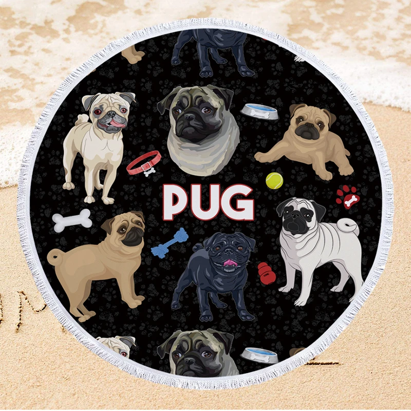 

Cartoon Dogs Soft Microfiber Beach Towel 150cm Round Summer Swimming Bath Towel for Boys Girls Home Decor Wall Tapestry