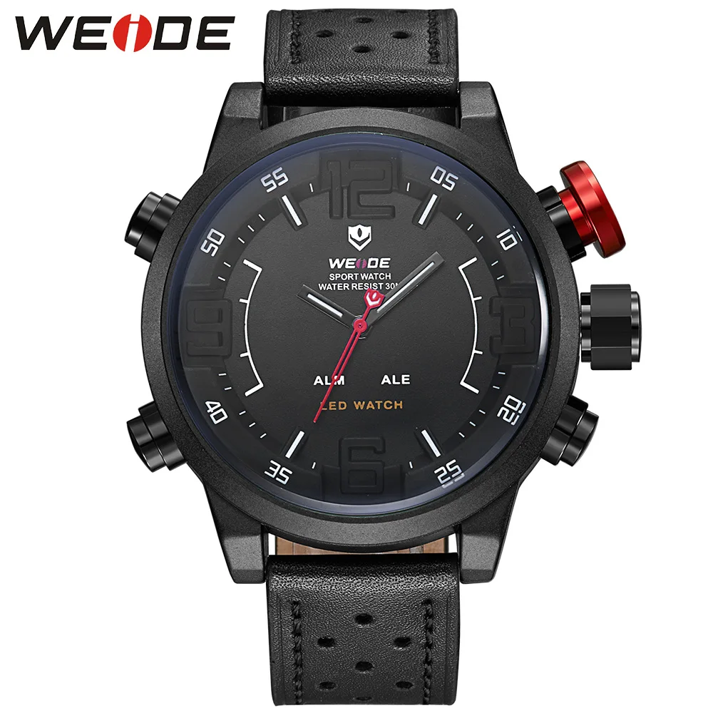 homens led moda duplo movimento grande dial cinto relógio
