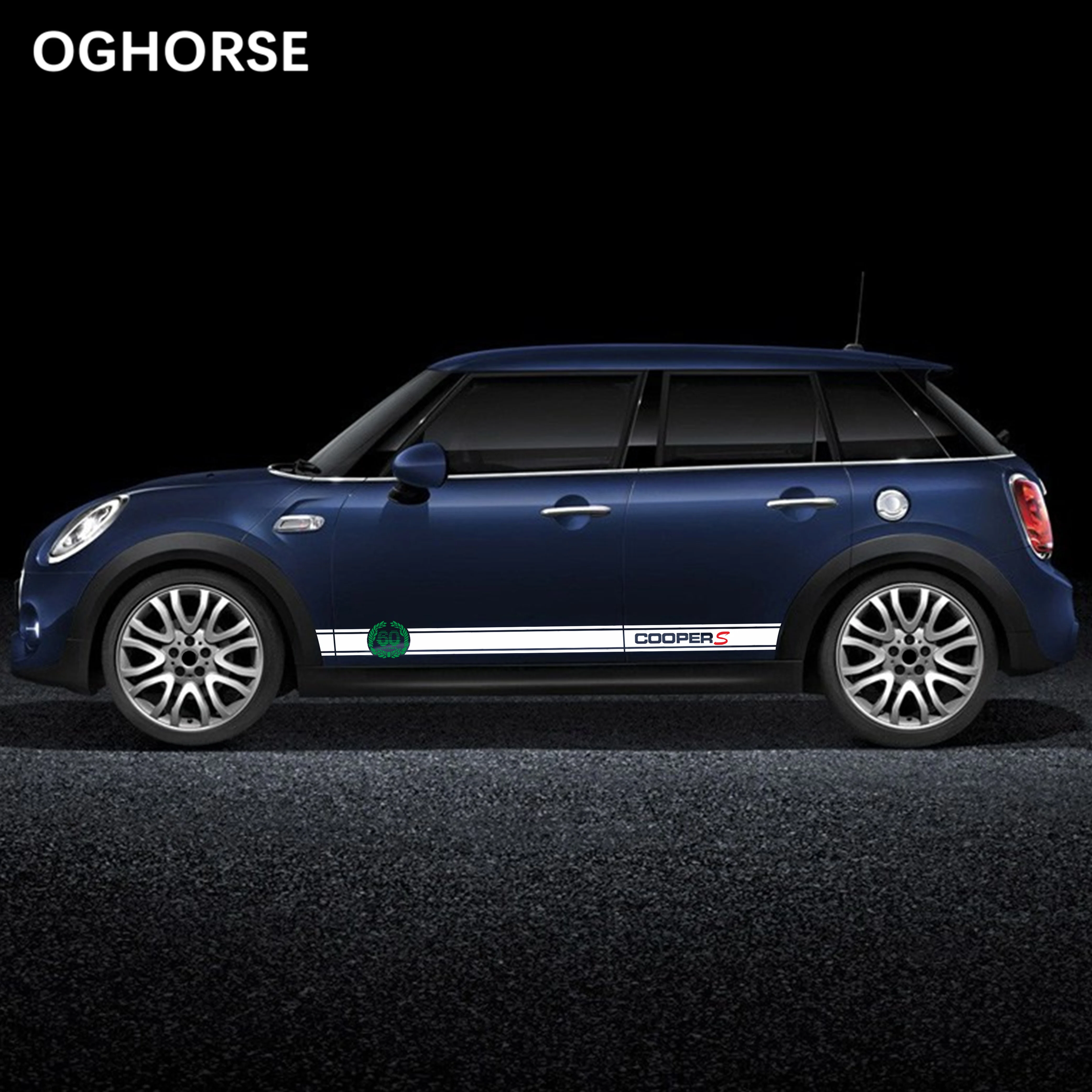 60th Anniversary Styling Car Door Side Stripes Skirt Sticker Decal For MINI Cooper S F54 F55 F56 F57 F60 Countryman Accessories