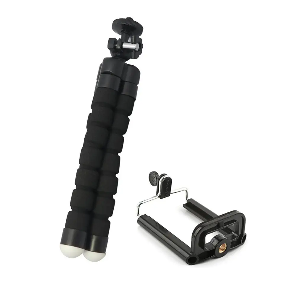 Black With Clip Штативы для телефона селфи держатель камеры Клип смартфон монопод трип стенд Осьминог портативный мини штатив stativ для телефона - Цвет: Black With Clip